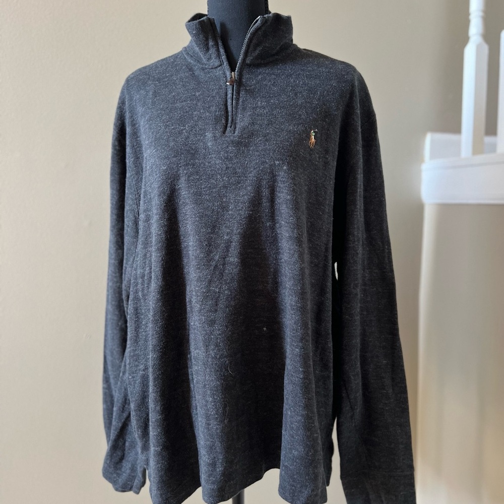 Polo by Ralph Lauren Estate Rip Dark Gray Zip-Up Sweater